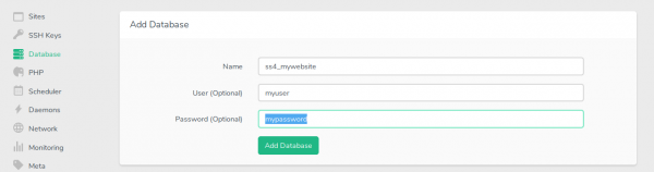 Froge form to create a new database for your SilverStripe 4 project